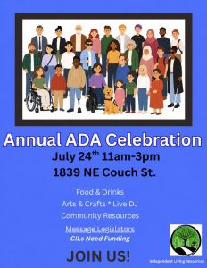 Annual ADA Celebration poster with a group of people with disabilities